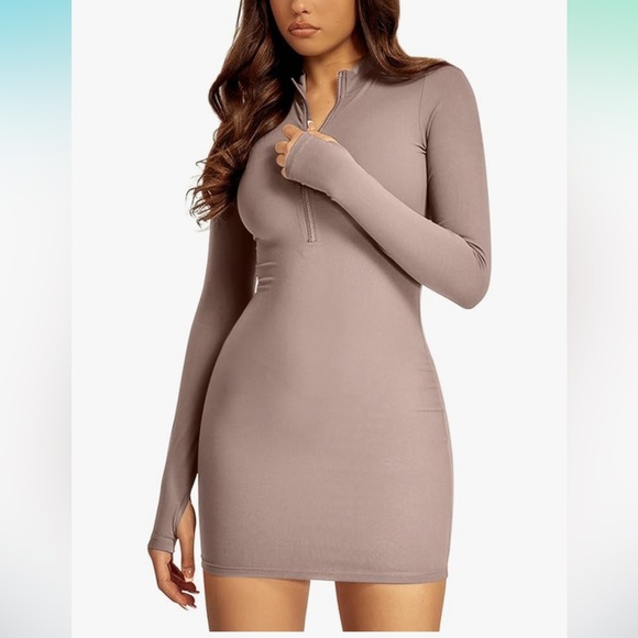 ReoRia Dresses & Skirts - NWT REORIA Fall Casual Front Zipper Long Sleeve Dress Trendy Bodycon Mini Dress